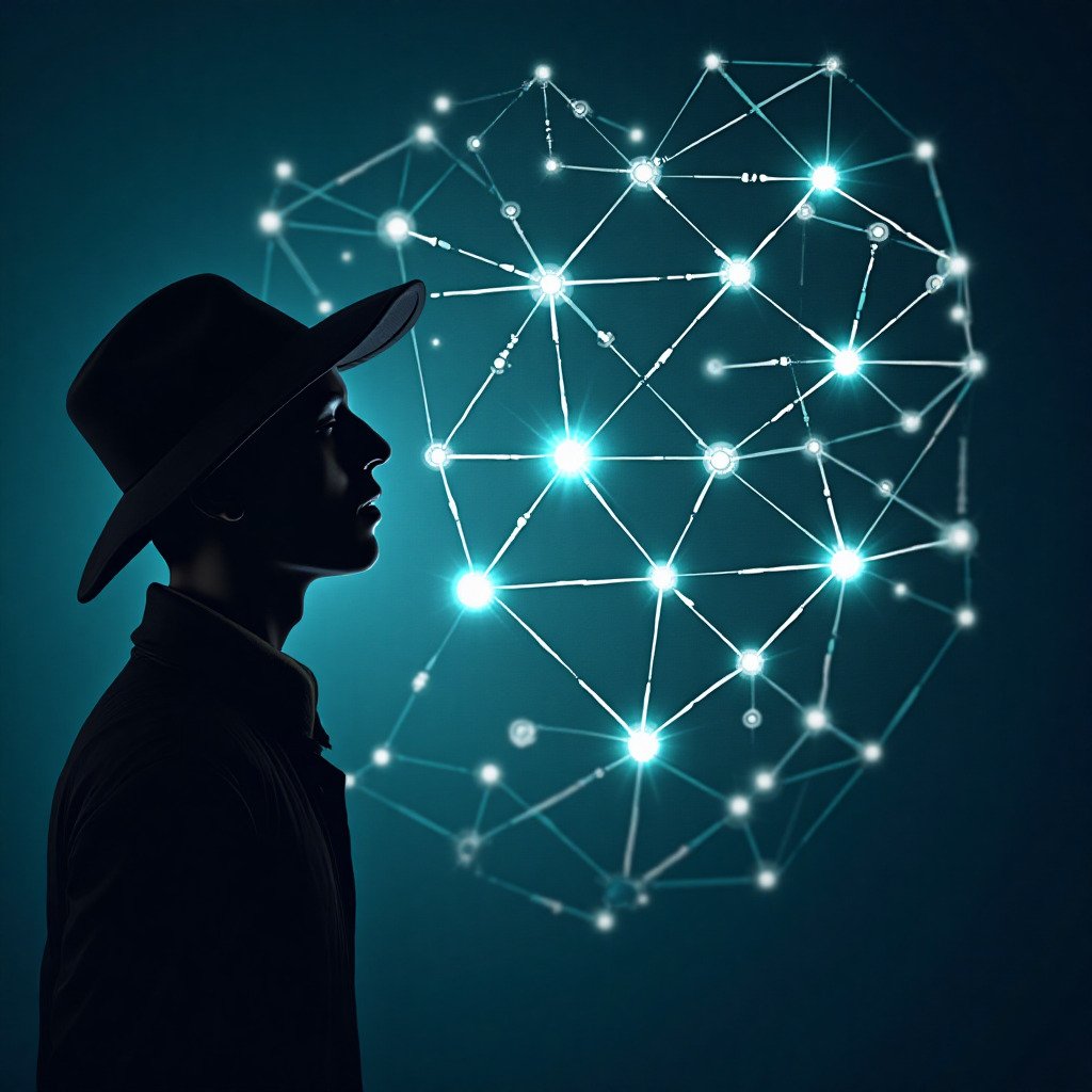 Conceptual digital art illustrating the process of solving a logic puzzle. A stylized human silhouette is looking at a complex, glowing grid of connections. Some lines are solid and bright (representing solved clues), while others are faded or being eliminated. The overall mood is one of focus, clarity, and intelligence. A magnifying glass or a detective hat could be subtly included. Modern, abstract style.